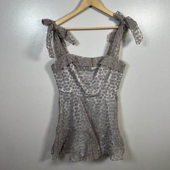 Lucy in the Sky Embroidered Floral Mini Dress Size Large Gray Party Bachelorette - Picture 2 of 11